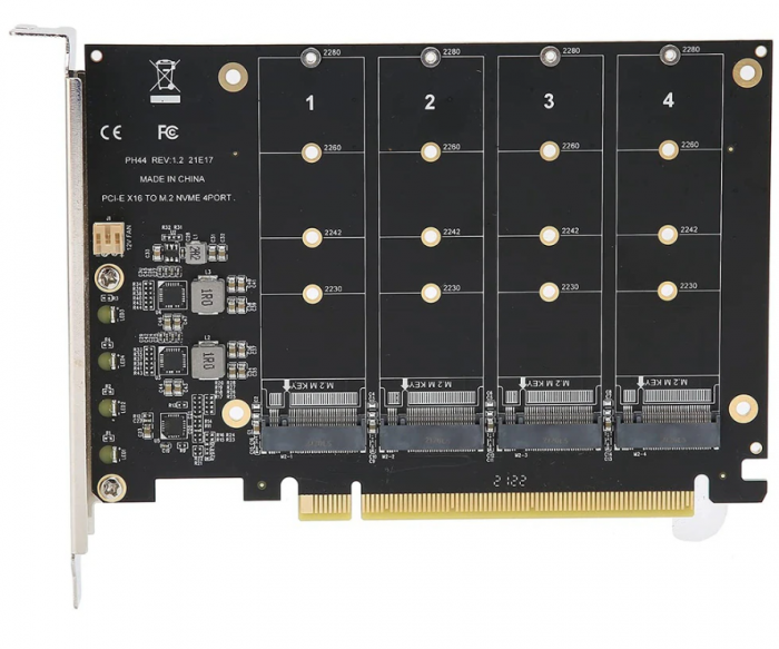 Переходник PCIe 4.0 x16 to 4x M.2(Полноразмерный)