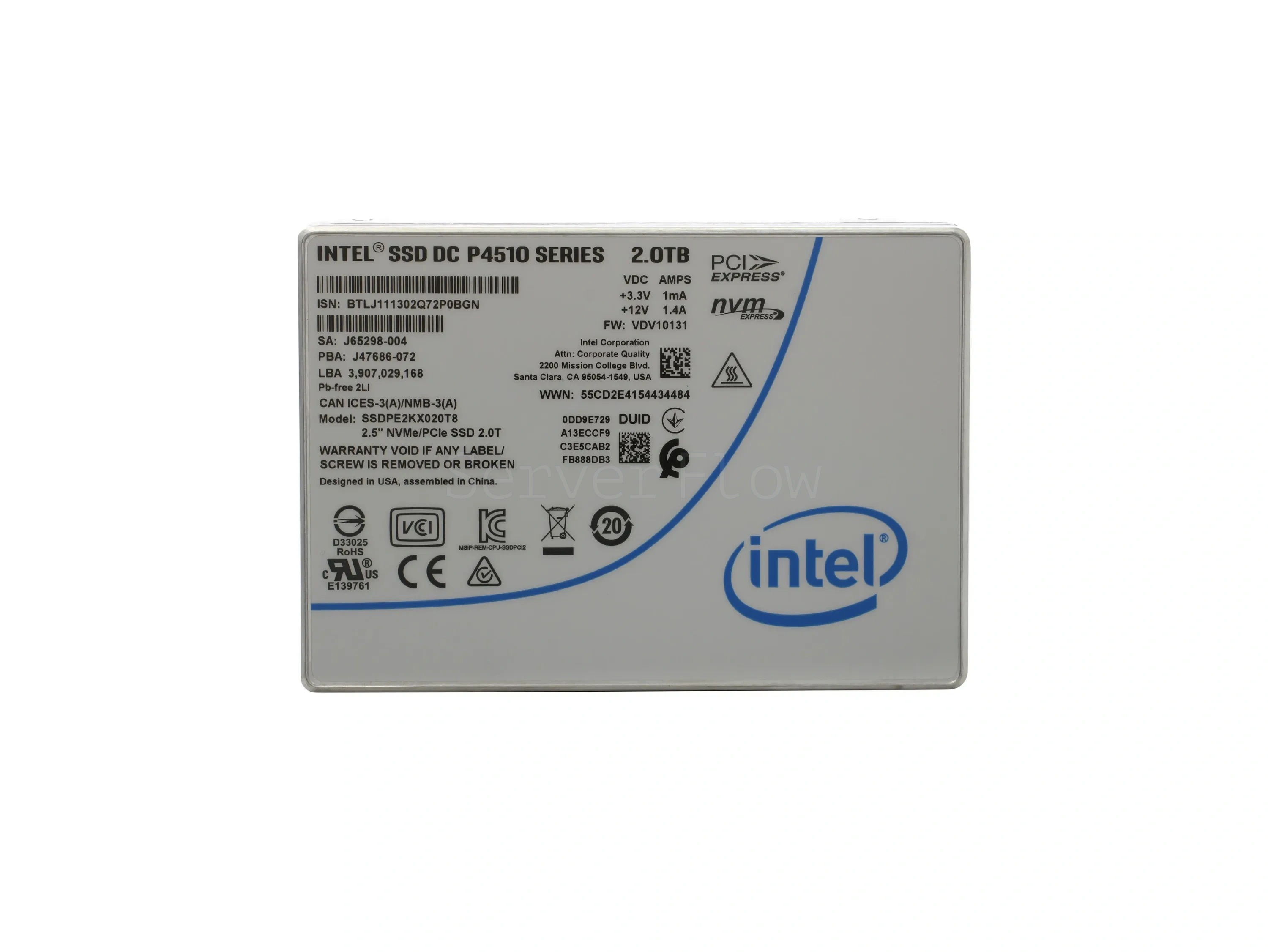 SSD-накопитель Intel DC P4510 2TB 2.5" U.2 [SSDPE2KX020T801]