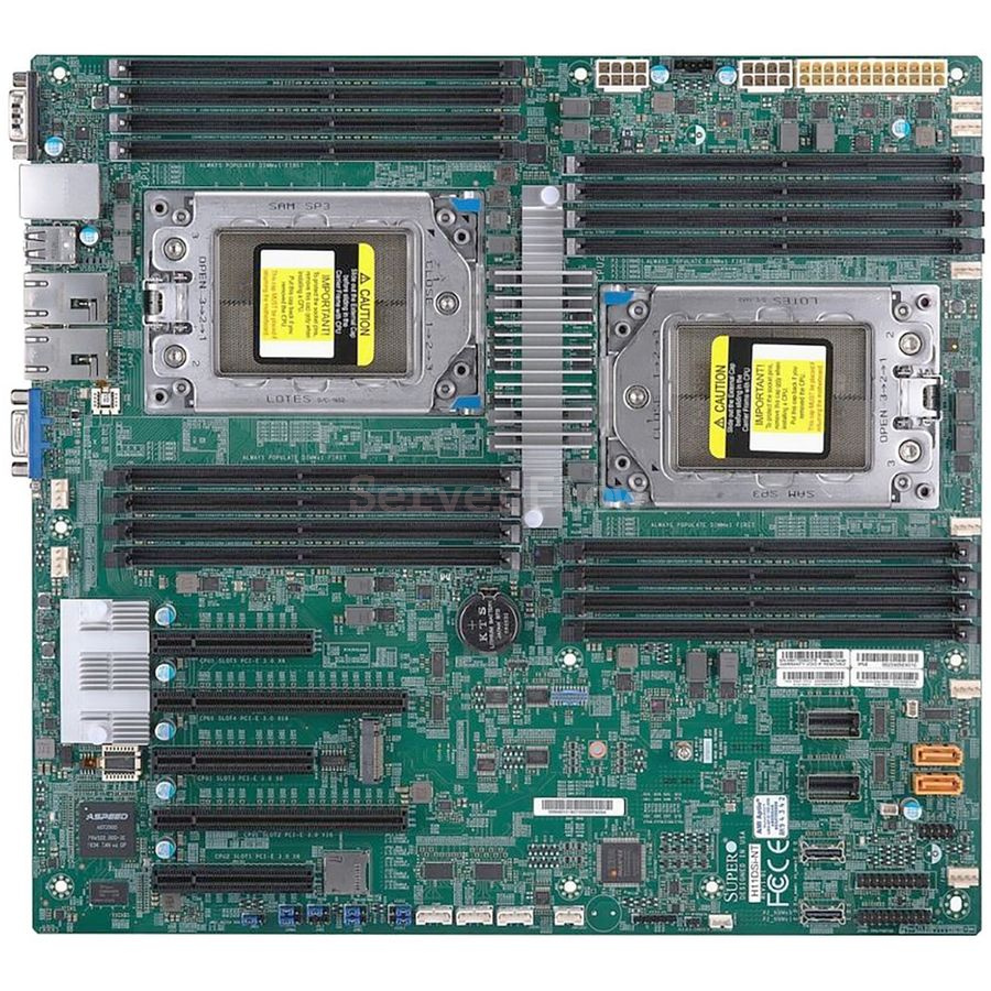 Материнская плата Supermicro H11DSI-NT(Rev 2.0)(EATX, 2x CPU 7001/7002,16DIMM, 2x PCI-E x16, 1x M2, 2x 10GBe RJ45, 10x SATA3, IPMI 2.0)