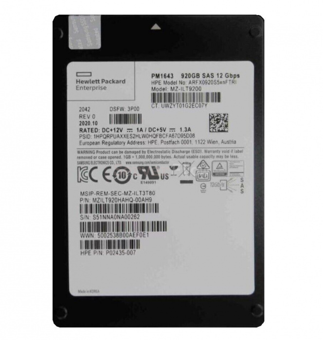 SSD-накопитель SAMSUNG (HPE) PM1643a (MZ-ILT9200) SAS 12gb/s 920GB