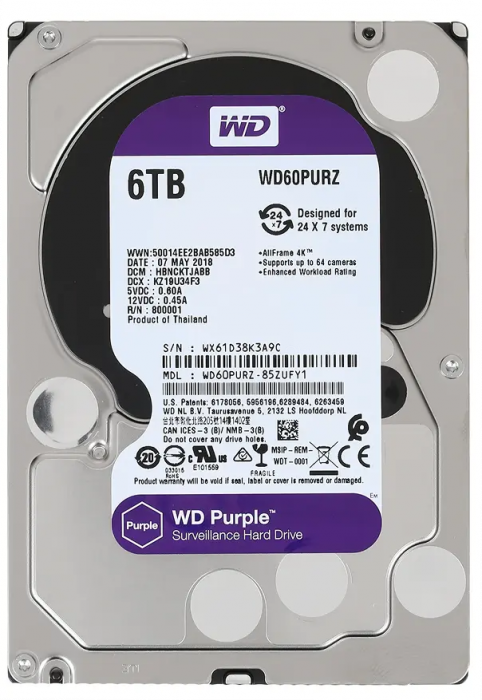 Жесткий диск WD Purple 6TB 3.5" SATA 6GB/s [WD60PURZ]