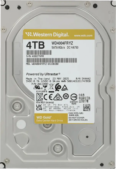 Жесткий диск WD Gold Enterprise 4TB 3.5" SATA 6GB/s [WD4004FRYZ]