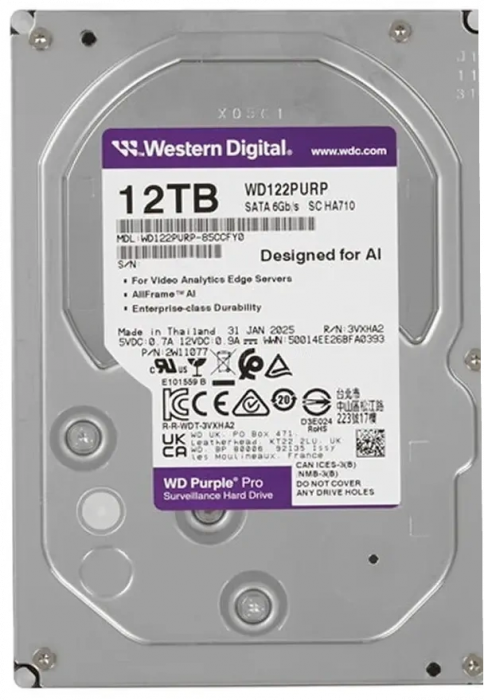 Жесткий диск WD Purple Pro 12TB 3.5" SATA 6GB/s [WD122PURP]