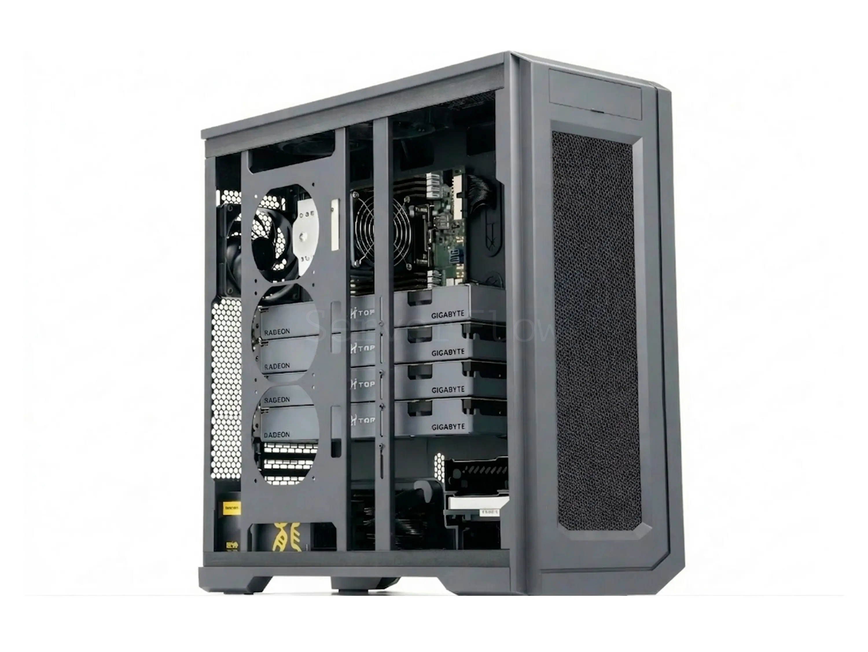 Phanteks Enthoo Pro 2 Server Edition (4× Radeon AI PRO R9700 32GB, 1× Xeon Platinum 8341C, RAM 128GB)
