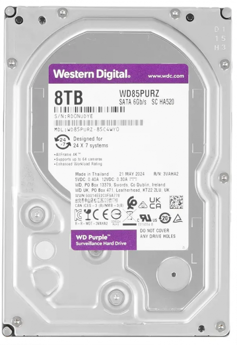 Жесткий диск WD Purple 8TB 3.5" SATA 6GB/s [WD85PURZ]