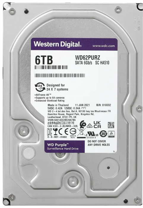 Жесткий диск WD Purple 6TB 3.5" SATA 6GB/s [WD62PURZ]