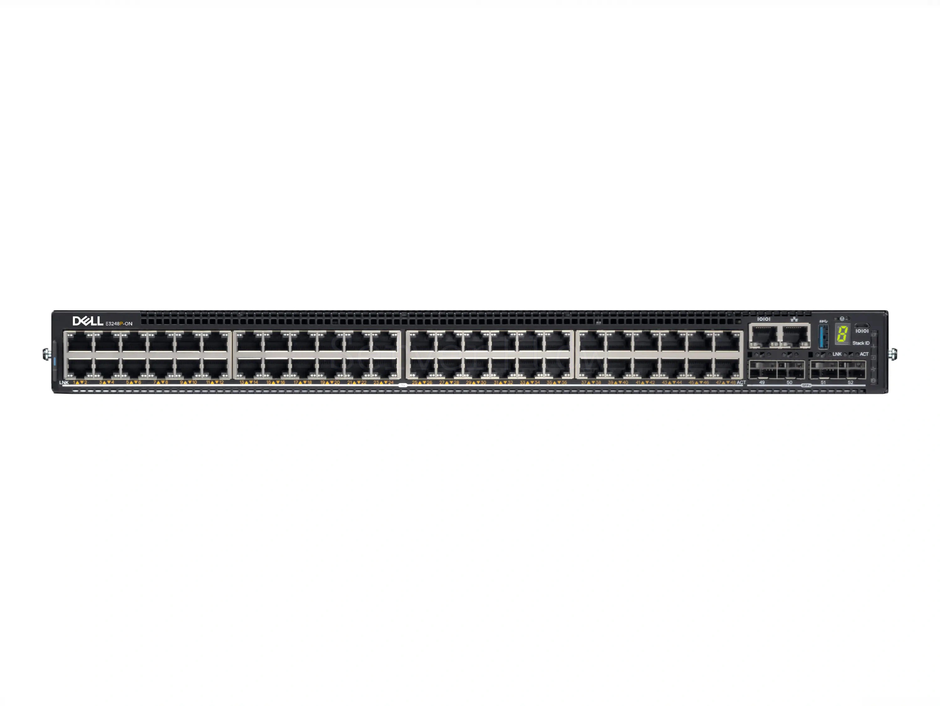 Коммутатор Dell PowerSwitch E3248P-ON IO/PS Airflow (48x RJ45 1 Гбит/с PoE+, 4x SFP+ 10 Гбит/с, 2x QSFP28 100 Гбит/с)