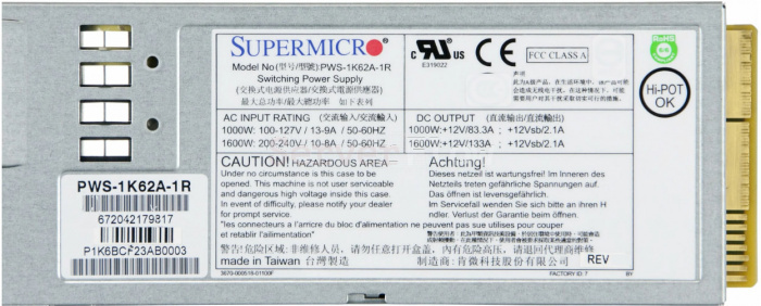 Блок питания Supermicro PWS-1K62A-1R 1600W