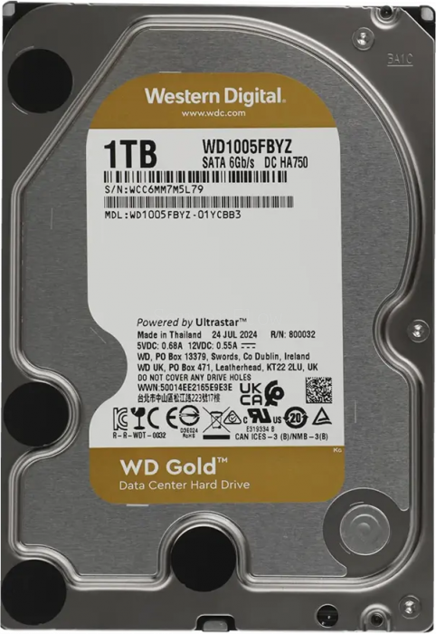 Жесткий диск WD Gold Enterprise 1TB 3.5" SATA 6GB/s [WD1005FBYZ]