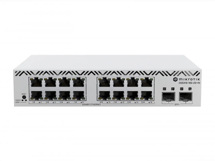 Коммутатор MikroTik CSS318-16G-2S+IN (16x RJ45 1 Гбит/с, 2x SFP+ 10 Гбит/с)