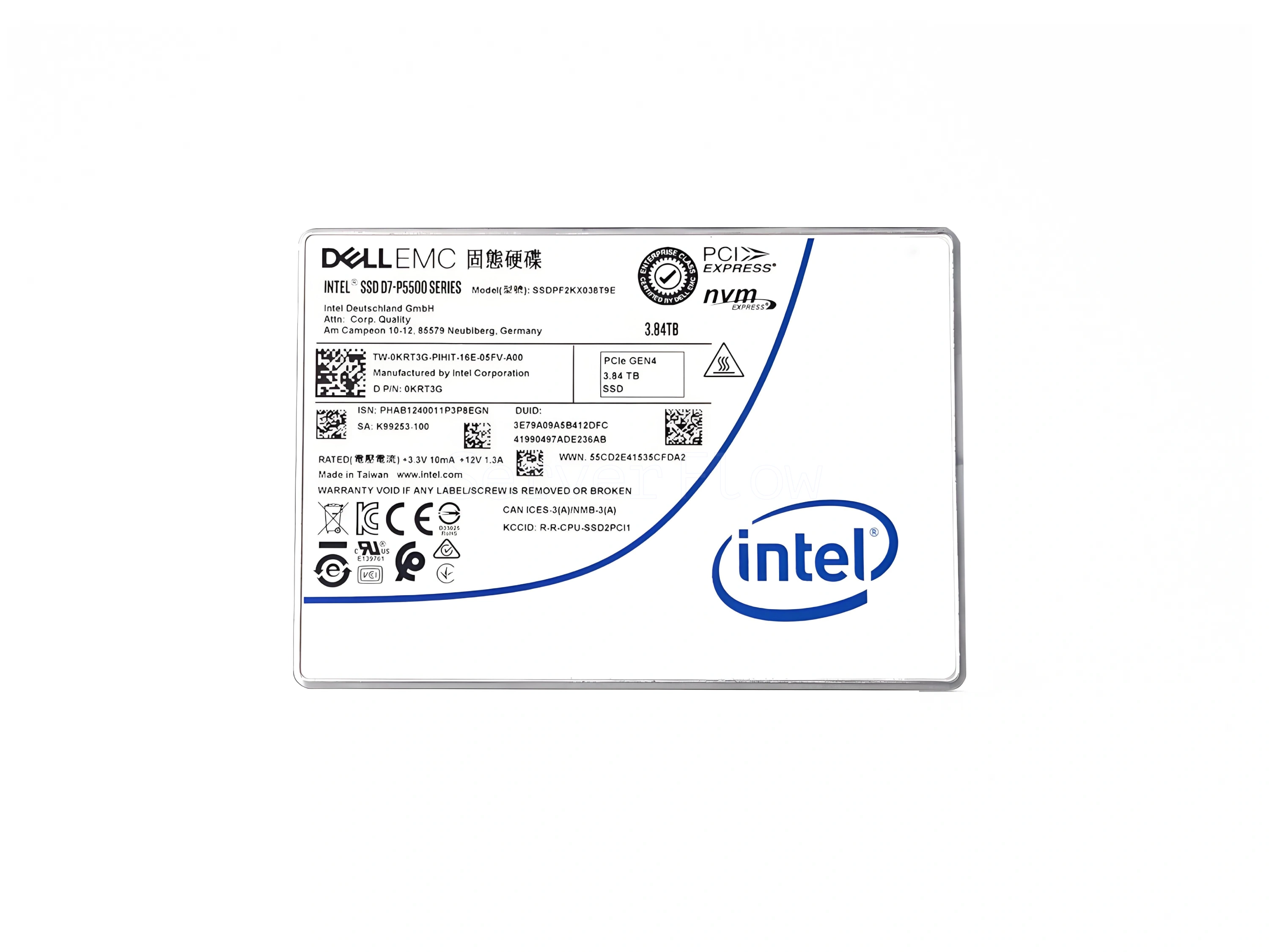 SSD-накопитель Intel D7-P5500 3.84TB 2.5" U.2 [SSDPF2KX038T9N1]