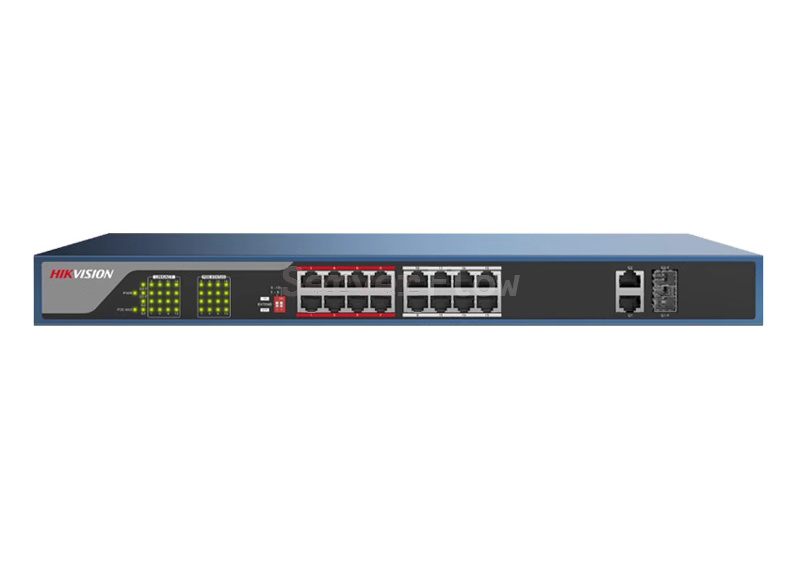 Коммутатор Hikvision DS-3E0518P-E(16x 1Gbe PoE + 1x Uplink combo ports(RJ45, SFP 1Gbe), 230W)