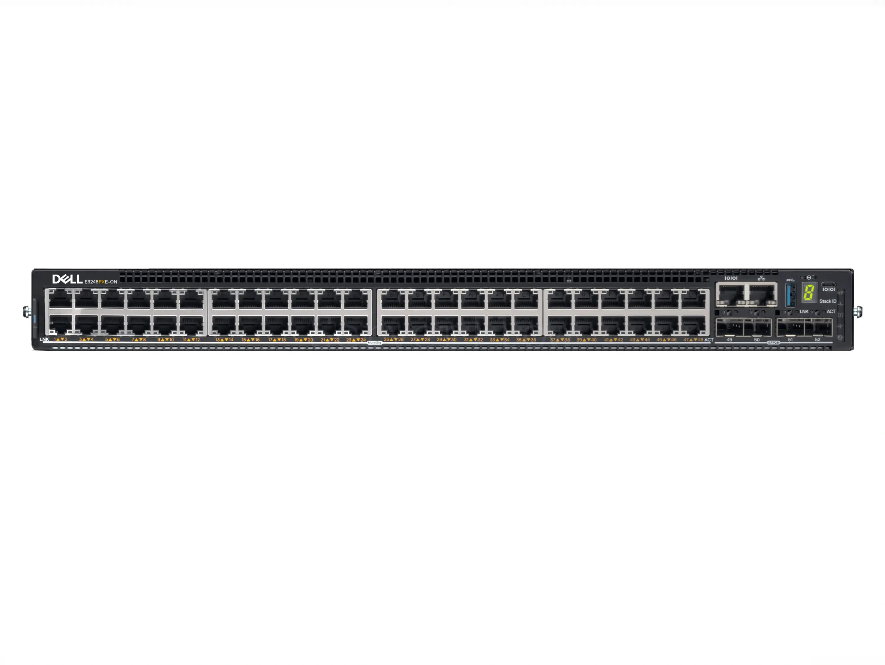 Коммутатор Dell PowerSwitch E3248PXE-ON IO/PS Airflow (48x RJ45 1/2.5/5/10 Гбит/с PoE++, 4x SFP28 25 Гбит/с, 2x QSFP28 100 Гбит/с)