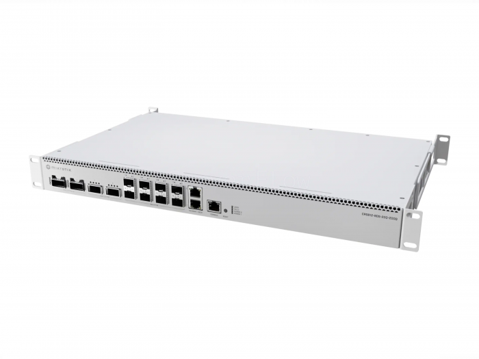 Коммутатор MikroTik CRS812 DDQ (2x RJ45 10 Гбит/с, 8x SFP56 50 Гбит/с, 2x QSFP56 200 Гбит/с, 2x QSFP56-DD 400 Гбит/с)