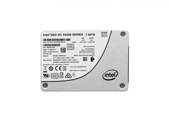 SSD-накопитель Intel DC S4500 7.68TB 2.5" SATA 6Gb/s [SSDSC2KB076T701]