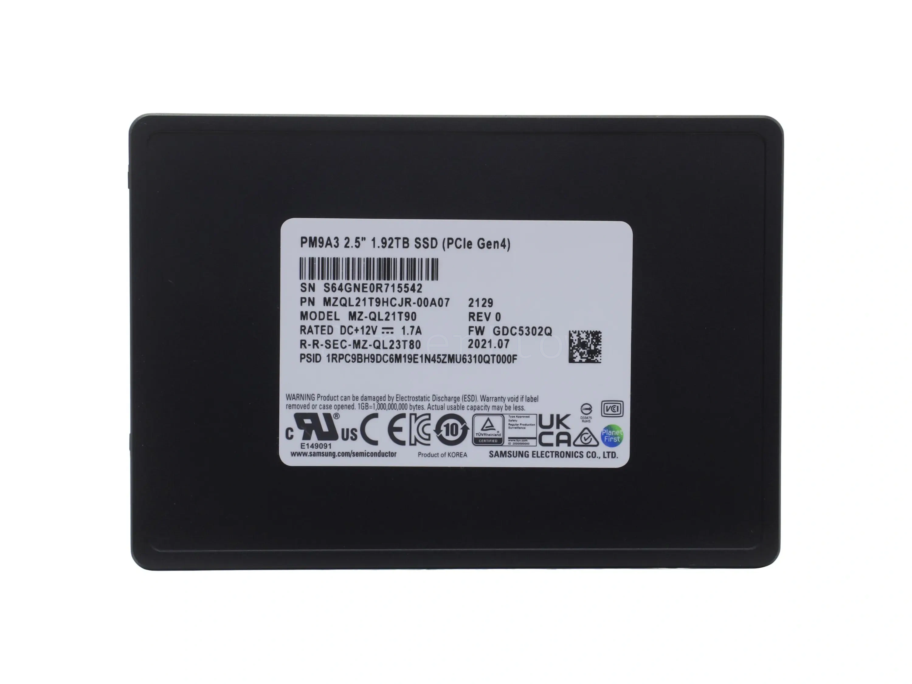 SSD-накопитель Samsung PM9A3 1.92TB 2.5" U.2 [MZQL21T9HCJR-00A07]