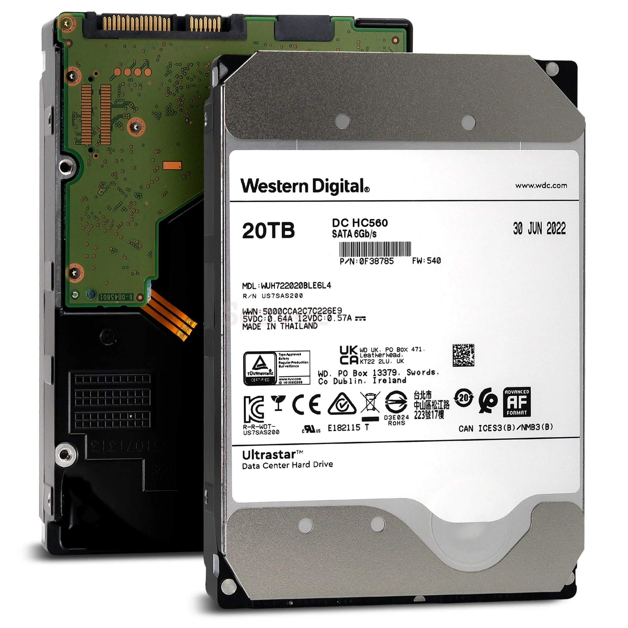 Жесткий диск 20TB HDD 3.5" SATA 6Gb/s WD DC HC560 (WUH722020BLE6L4)