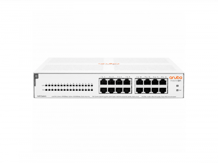 Коммутатор HPE Networking Instant On 1430 16G Class4 PoE (16x RJ-45 1 Гбит/с) [R8R48A]