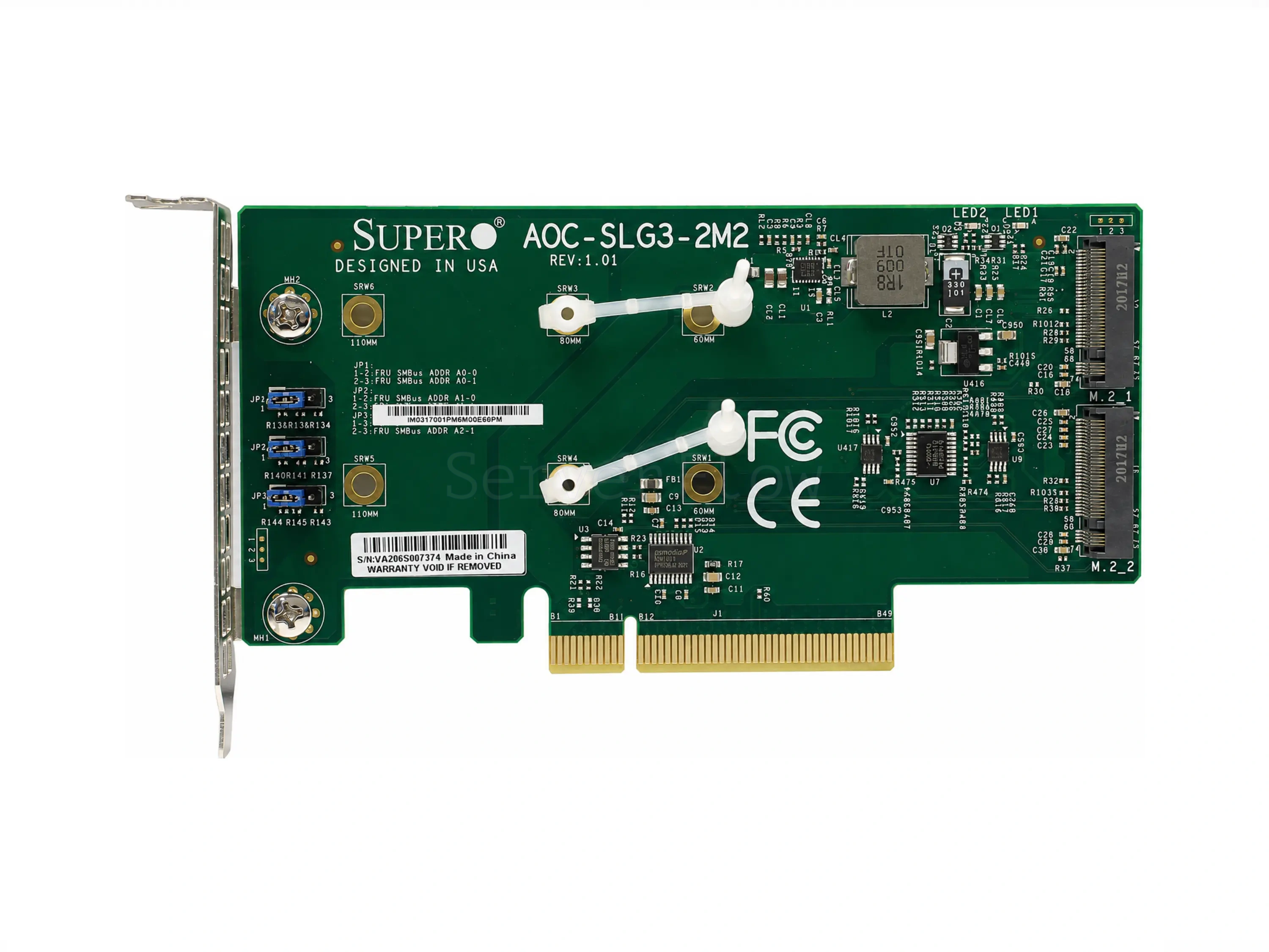 Переходник Supermicro AOC-SLG3-2M2 (PCIe 3.0 x8, 2x M.2, Low profile)