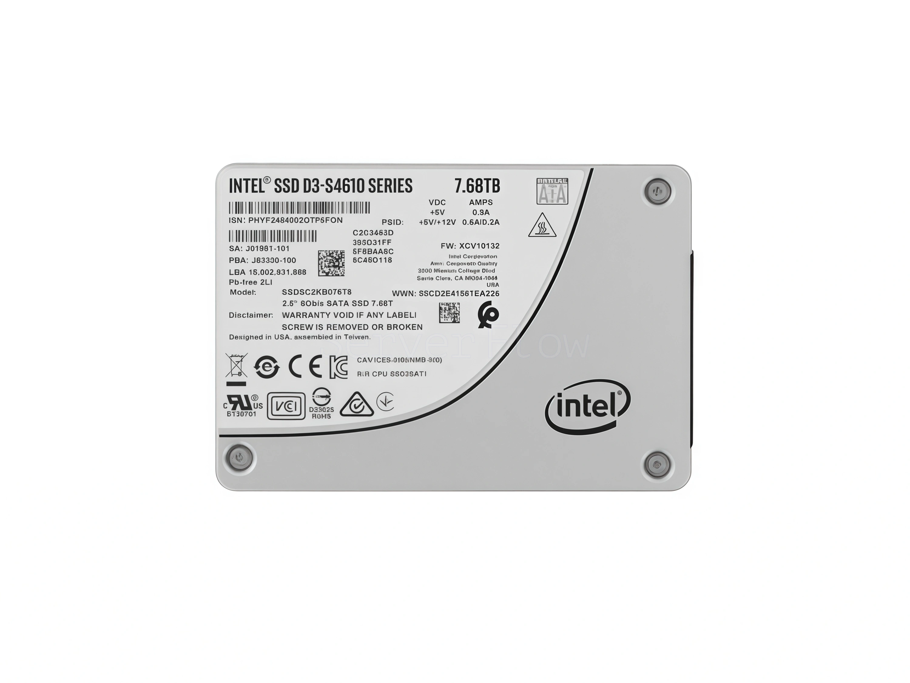 SSD-накопитель Intel D3-S4610 7.68TB 2.5" SATA 6Gb/s [SSDSC2KG076T801]