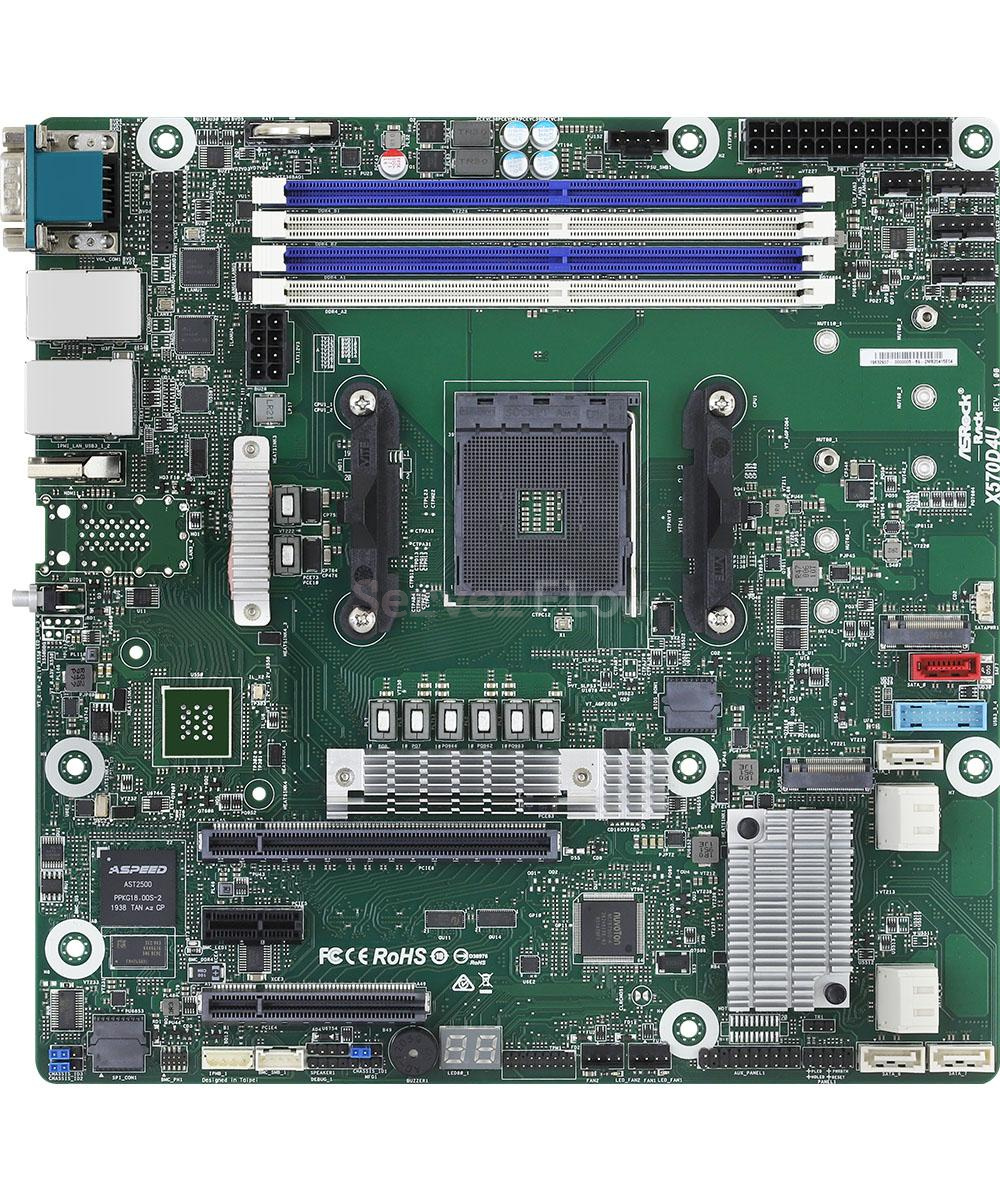 Материнская плата ASRock Rack X570D4U (MATX, AMD Ryzen 5000, 4 DIMM ECC/UDIMM, 2х M.2,  1x PCIe x16, Intel®  i210)