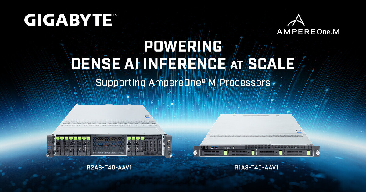 Arm-серверы от GIGABYTE: представлены R1A3-T40 и R2A3-T40 на базе AmpereOne M