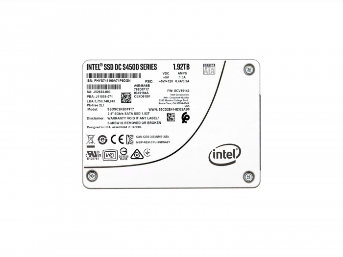 SSD-накопитель Intel DC S4500 1.92TB 2.5" SATA 6Gb/s [SSDSC2KB019T701]