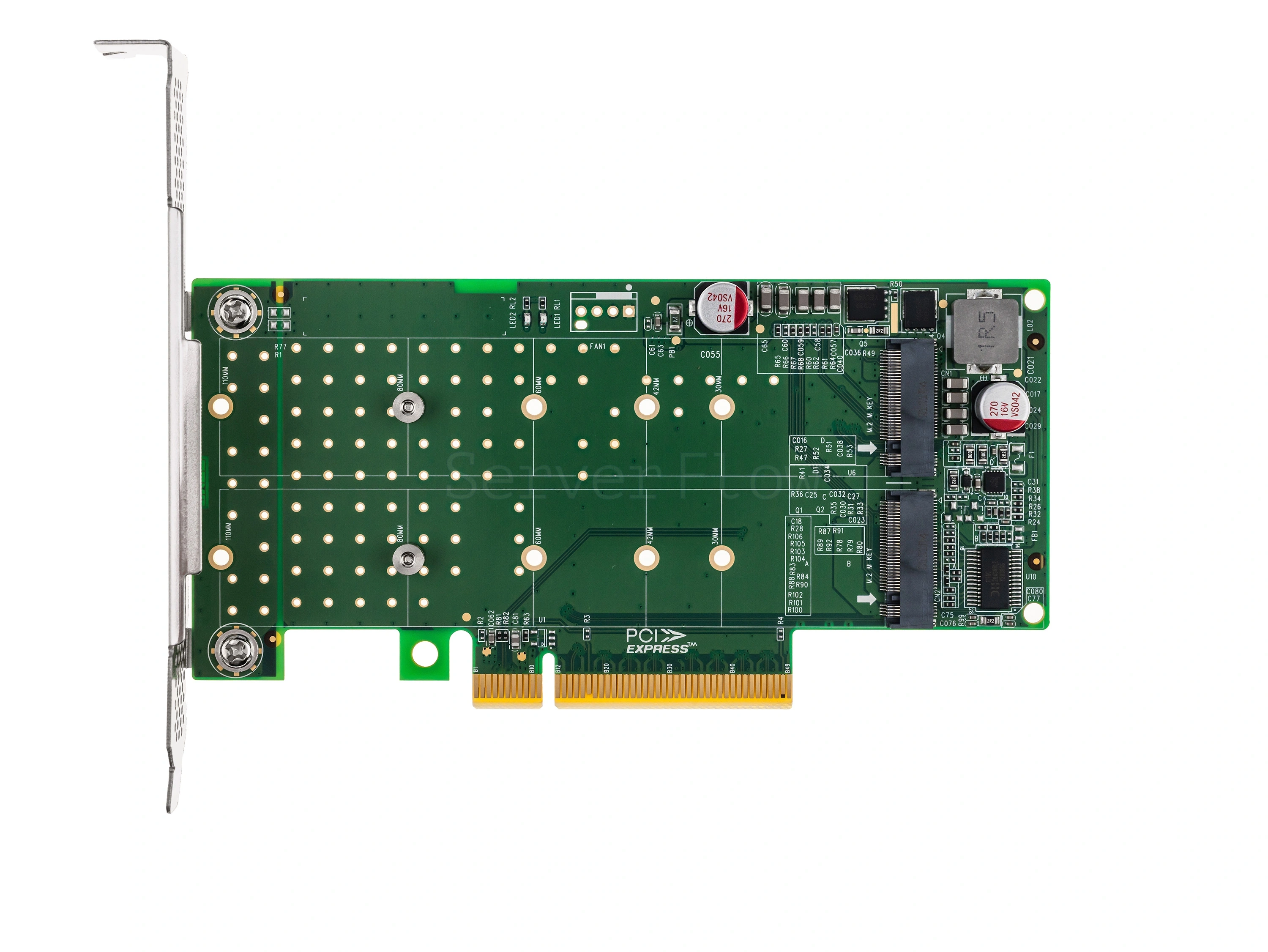 Переходник PCIe 4.0 x8, 2x M.2 (Low profile, NGFF 22110)