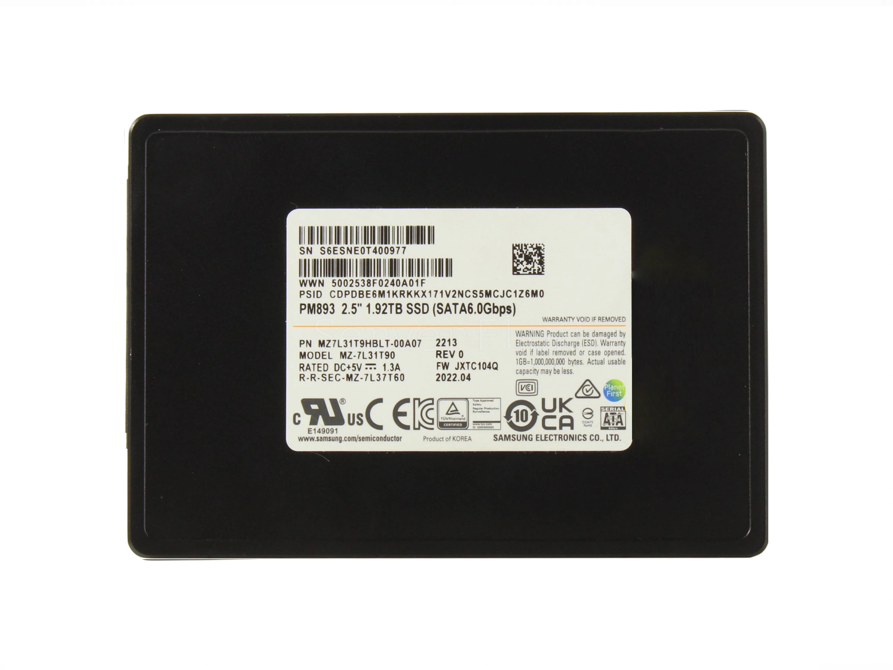 SSD-накопитель Samsung PM893 1.92TB 2.5" 6Gb/s [MZ7L31T9HBLT-00W07]