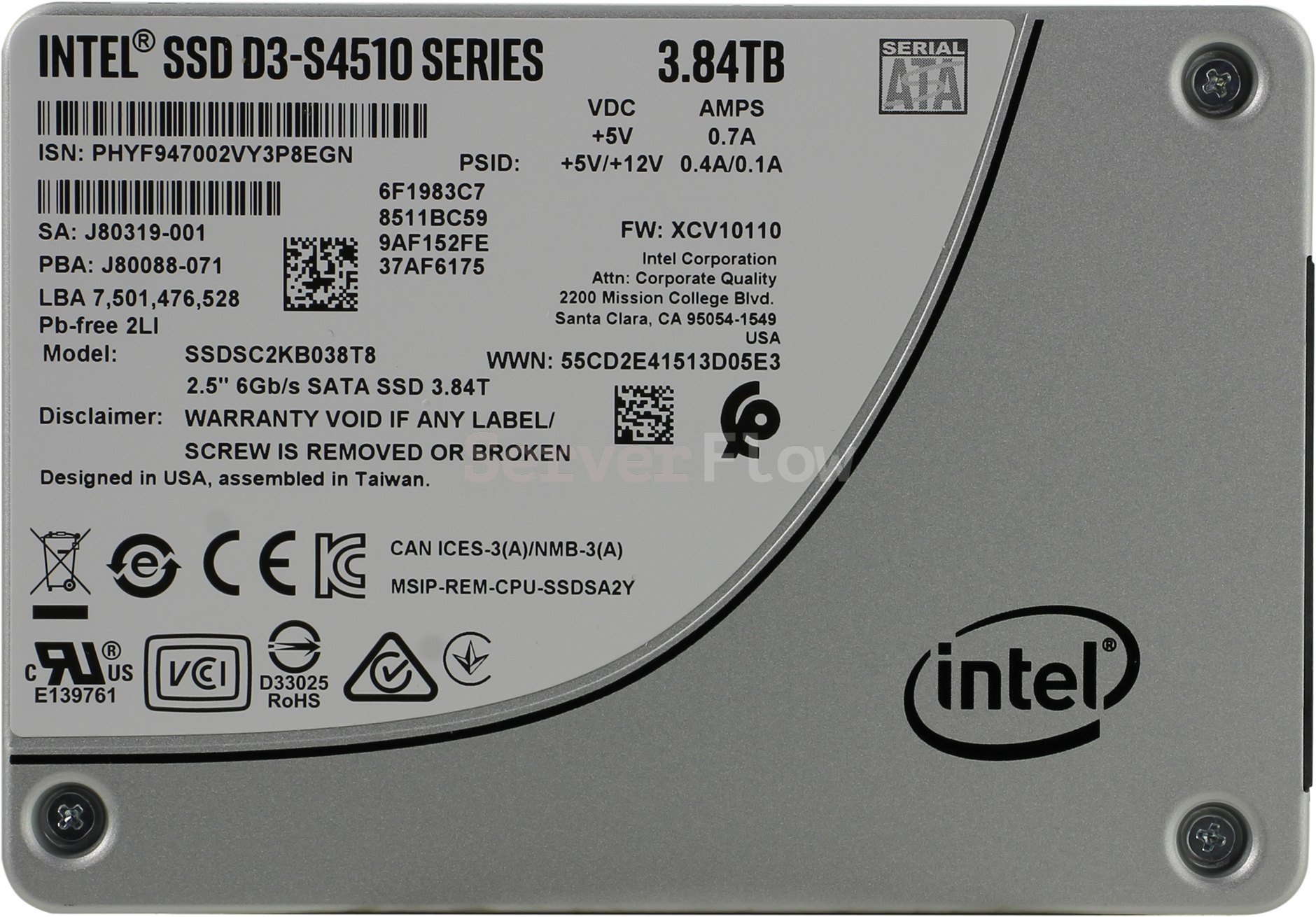 SSD-накопитель Intel D3-S4510 3.84TB