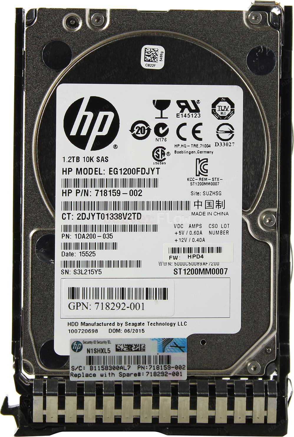 Жесткий диск 1.2TB HDD 2.5" SAS 12Gb/s HPE 10K Rpm (781518-B21 / 781578-001(B) /718292-001)