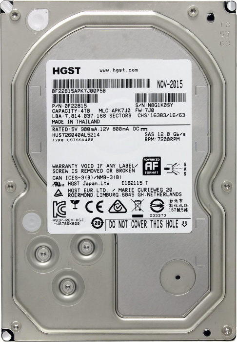 Жесткий диск 2TB HDD 3.5" SAS 12GB/s HGST (HUS726020AL5210)