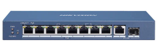 Коммутатор Hikvision DS-3E0510P-E(8x 1Gbe PoE + 2x Uplink(RJ45, SFP 1Gbe), 110W)