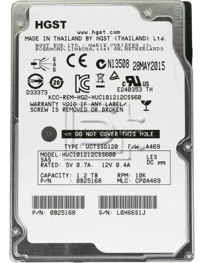 Жесткий диск 1.2TB HDD 2.5" SAS 6GB/s HGST (IBM) 10K Rpm (HUC101212CSS600)