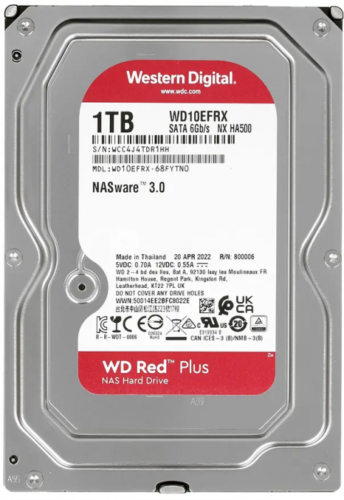 Жесткий диск WD Red Plus 1TB 3.5" SATA 6GB/s [WD10EFRX]