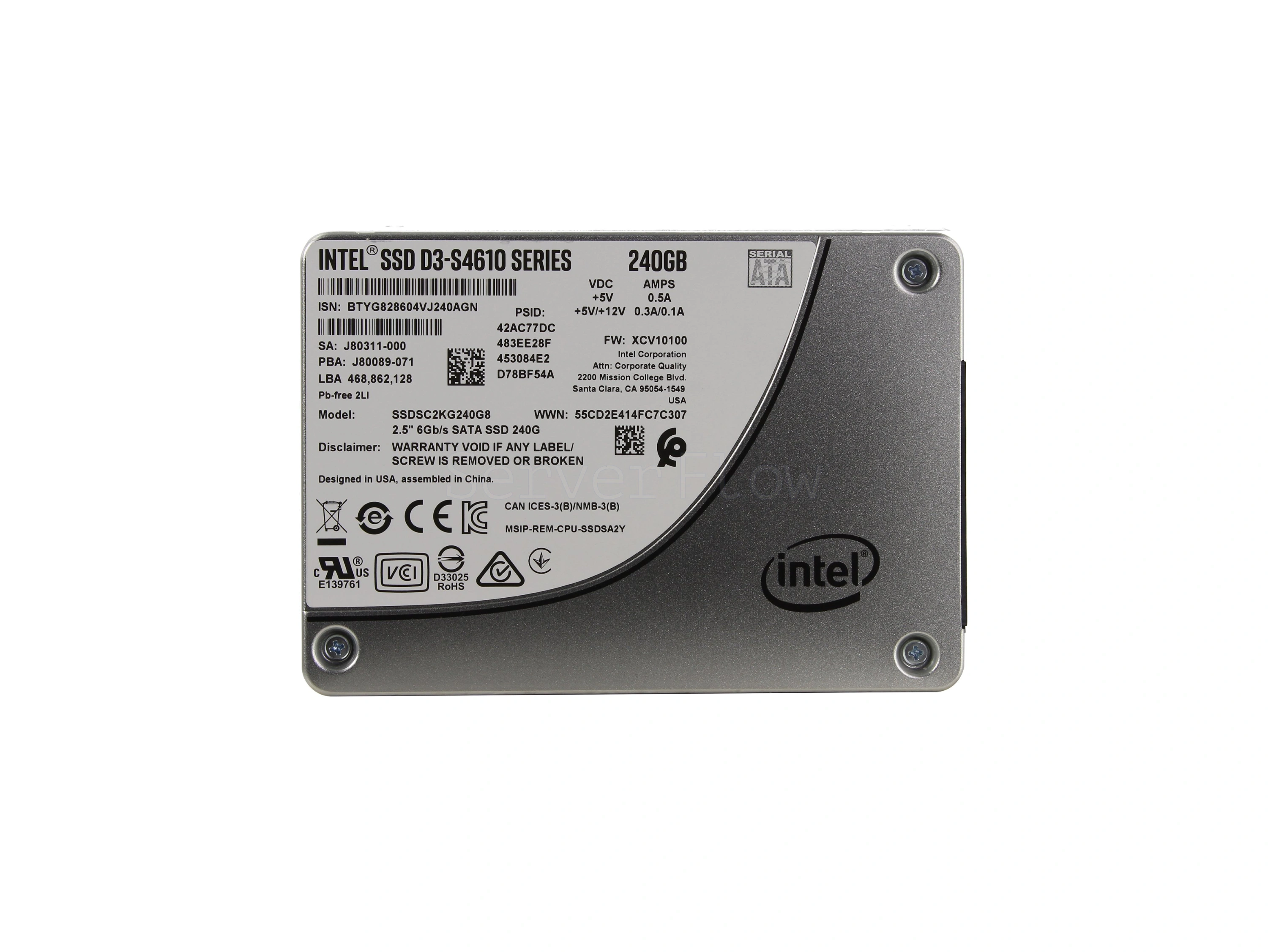 SSD-накопитель Intel D3-S4610 240GB 2.5" SATA 6Gb/s [SSDSC2KG240G801]