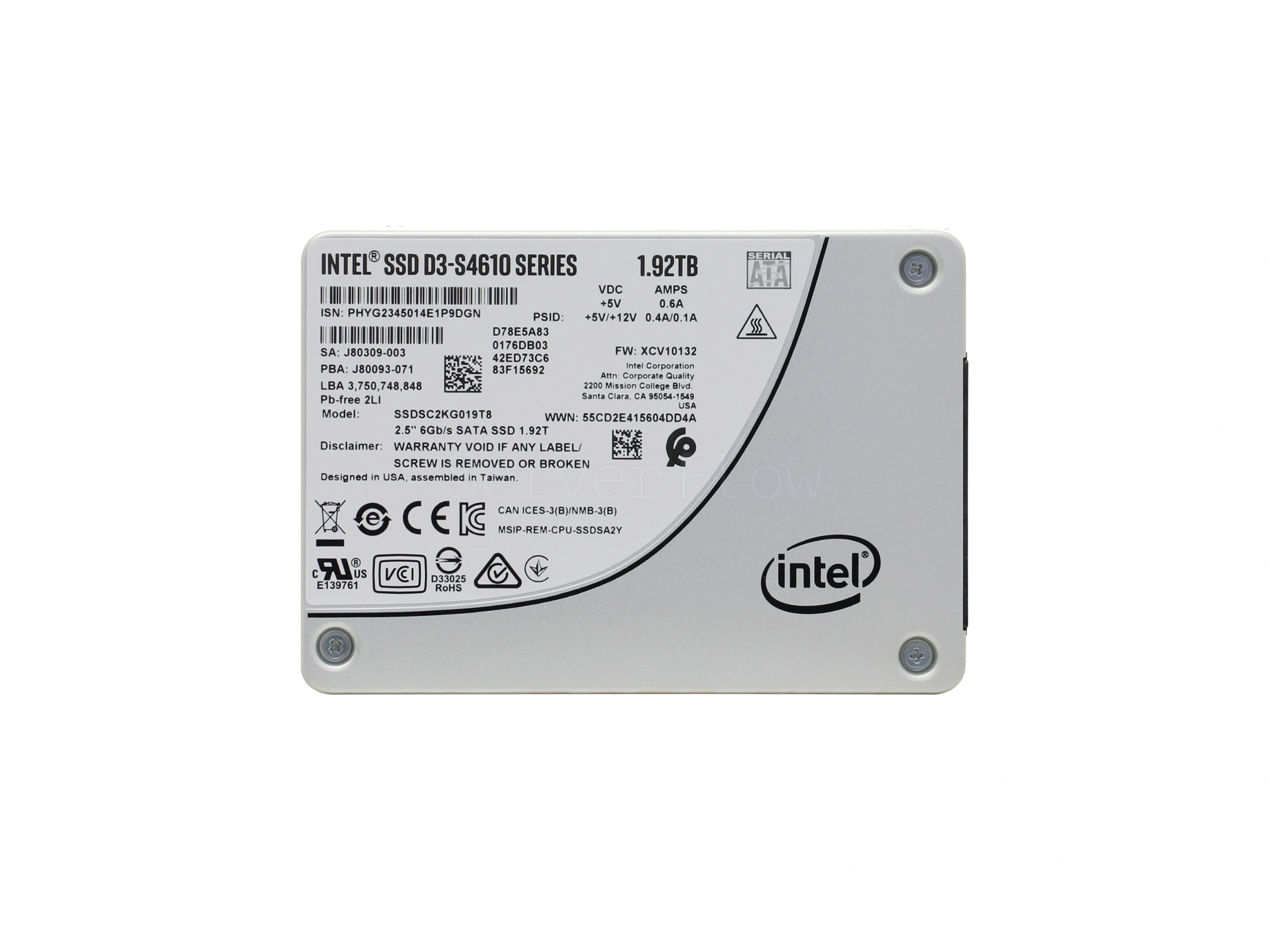 SSD-накопитель Intel D3-S4610 1.92TB 2.5" SATA 6Gb/s [SSDSC2KG019T801]