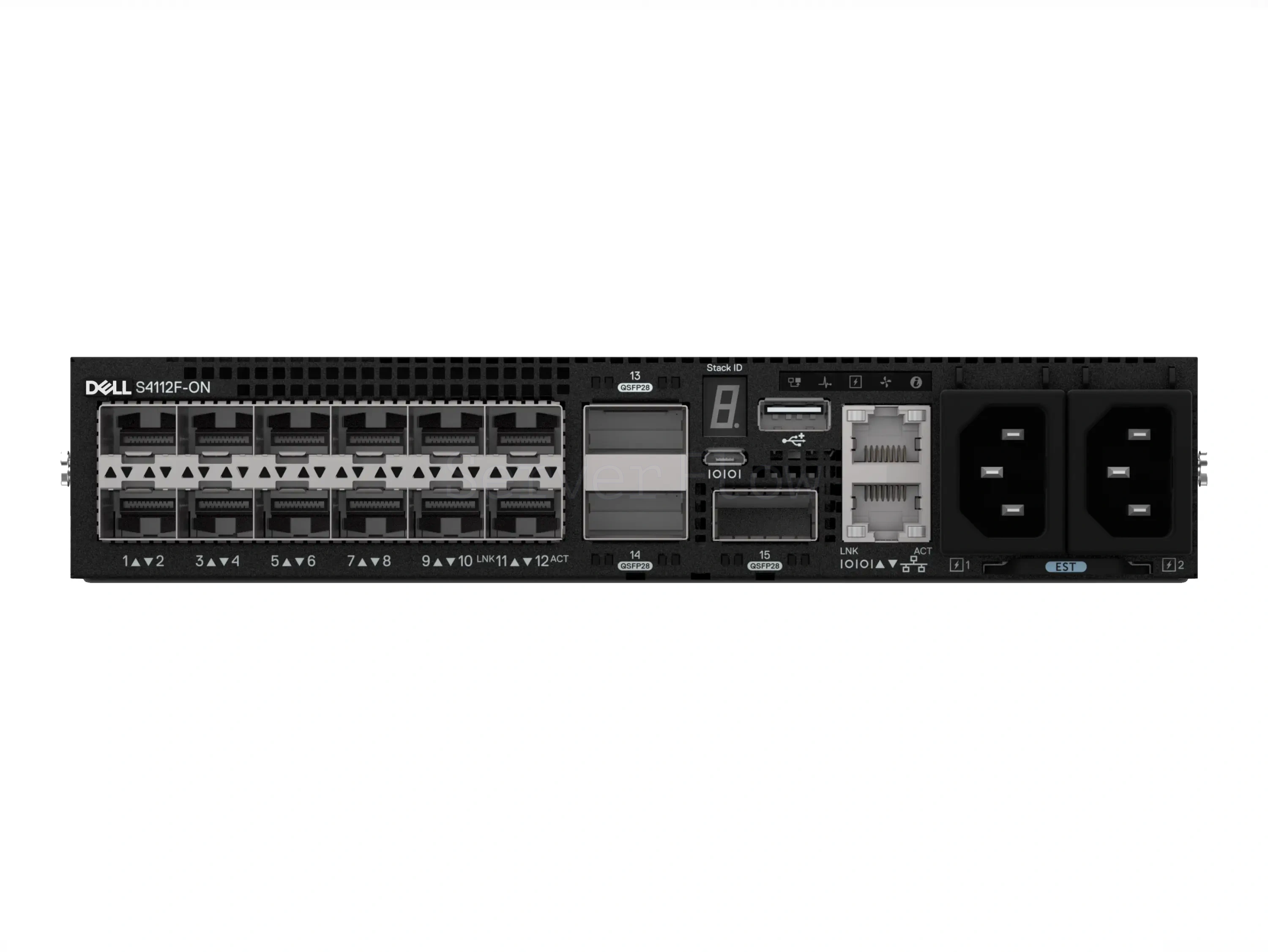 Коммутатор Dell PowerSwitch S4112F-ON PS/IO Airflow (12x SFP+ 10 Гбит/с, 3x QSFP28 100 Гбит/с)