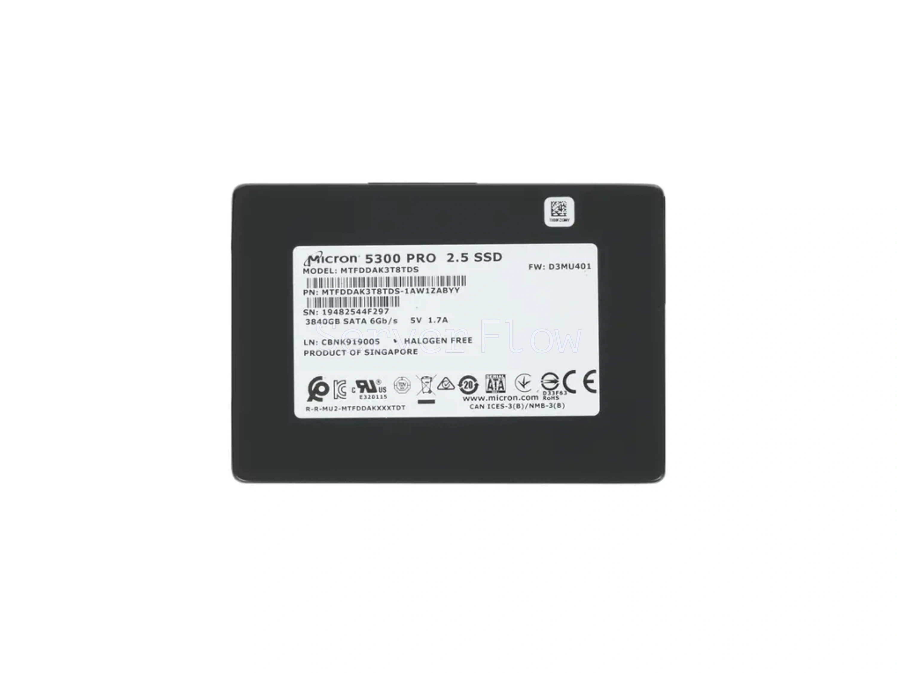 SSD-накопитель Micron 5300 PRO 3.84TB 2.5" 6Gb/s [MTFDDAK3T8TDS-1AW1ZABYY]