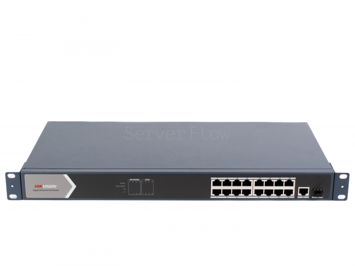 Коммутатор Hikvision DS-3E0518P-E (16x 1 Гбит/с PoE, 1x RJ45/SFP 1 Гбит/с)