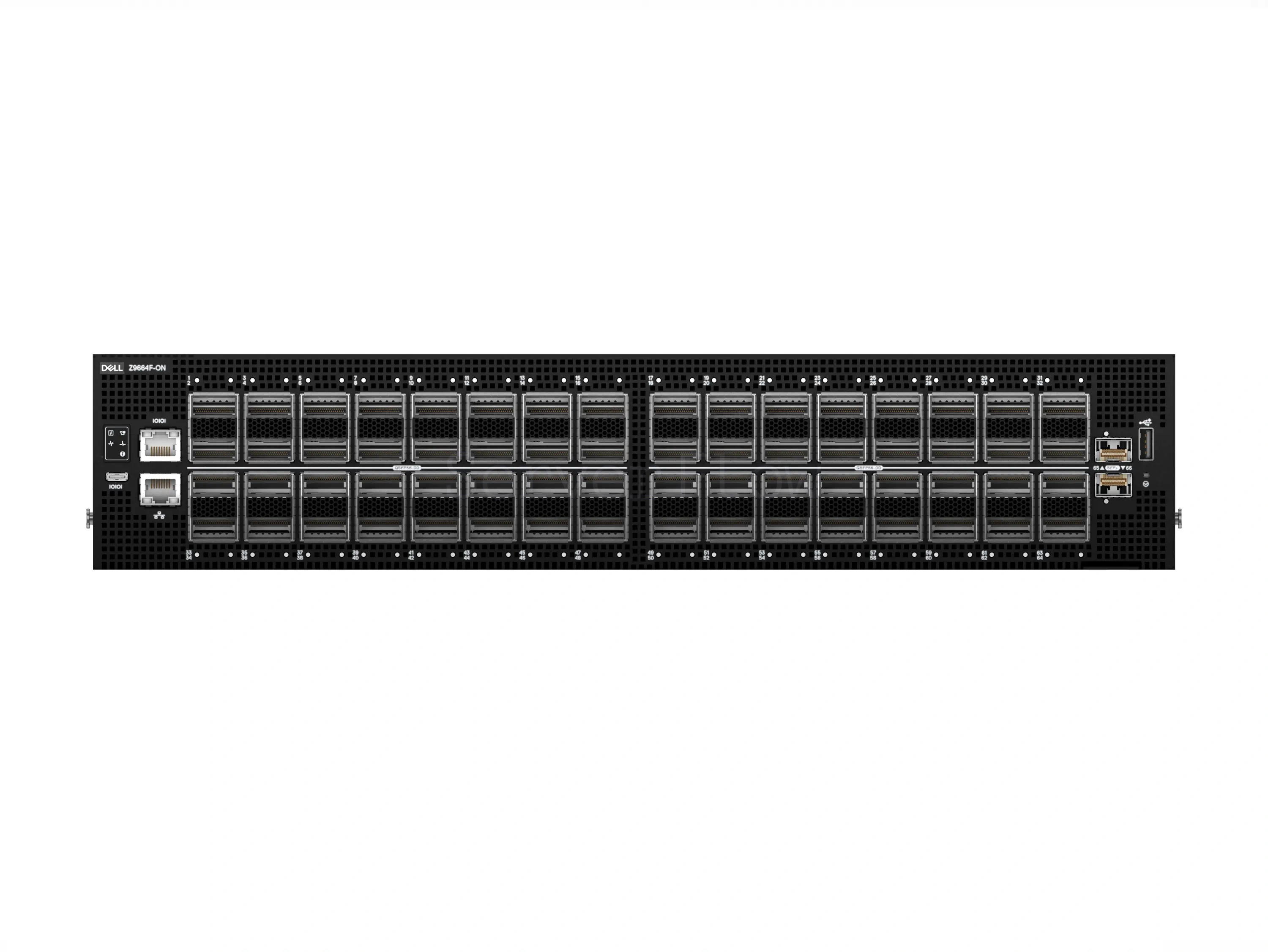 Коммутатор Dell PowerSwitch Z9664F-ON IO/PS Airflow (64x QSFP56-DD 400 Гбит/с, 2x SFP+ 10 Гбит/с)