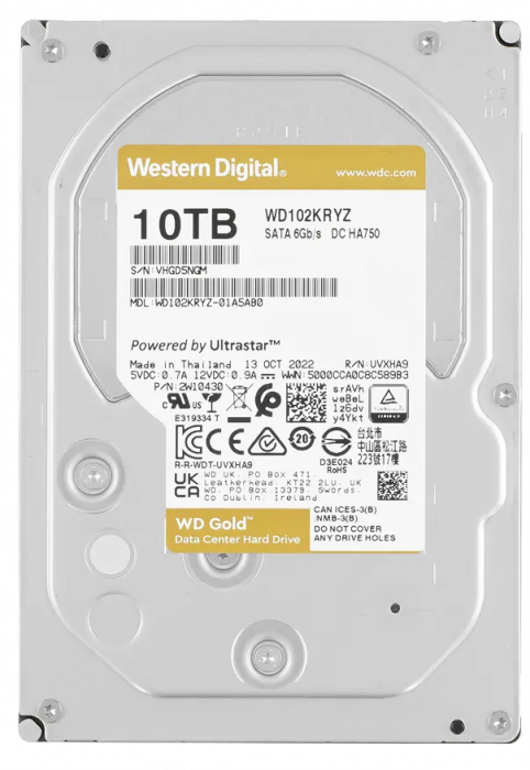 Жесткий диск WD Gold Enterprise 10TB 3.5" SATA 6GB/s [WD102KRYZ]