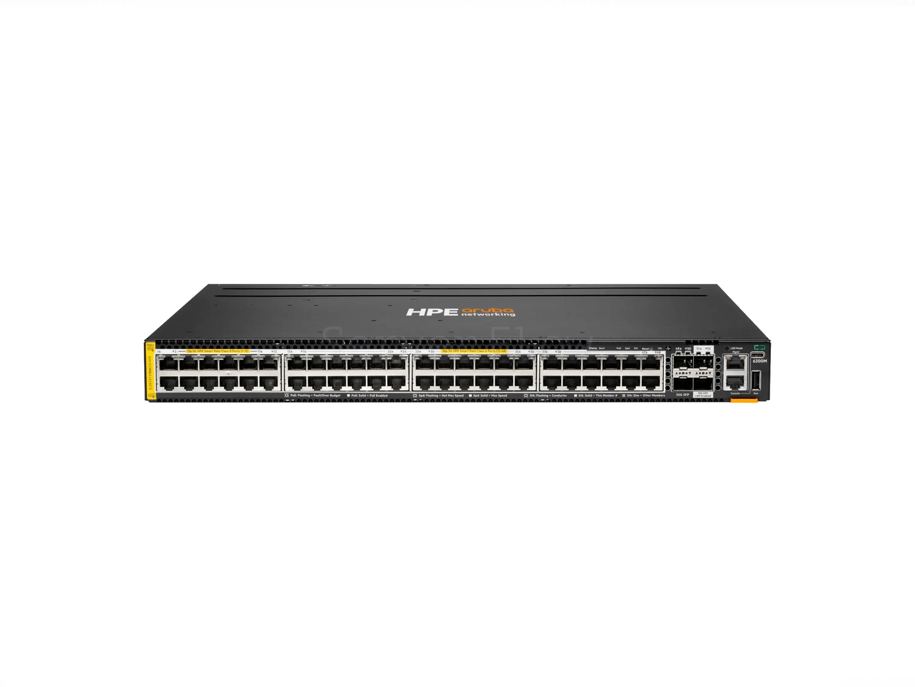 Коммутатор HPE Aruba CX 6300M 12SR5 Class8 PoE 36SR5 Class6 PoE 2SFP56 2SFP+ (48x RJ-45 5 Гбит/с, 2x SFP56 50 Гбит/с) [R8S91A]