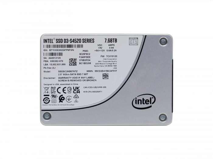 SSD-накопитель Intel D3-S4520 7.68TB 2.5" SATA 6Gb/s [SSDSC2KB076TZ01]