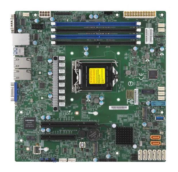 Материнская плата Supermicro X11SCH-F (MATX, E-2200, 4 DIMM, C246, Intel® i210)