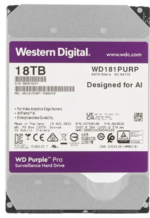 Жесткий диск WD Purple Pro 18TB 3.5" SATA 6GB/s [WD181PURP]