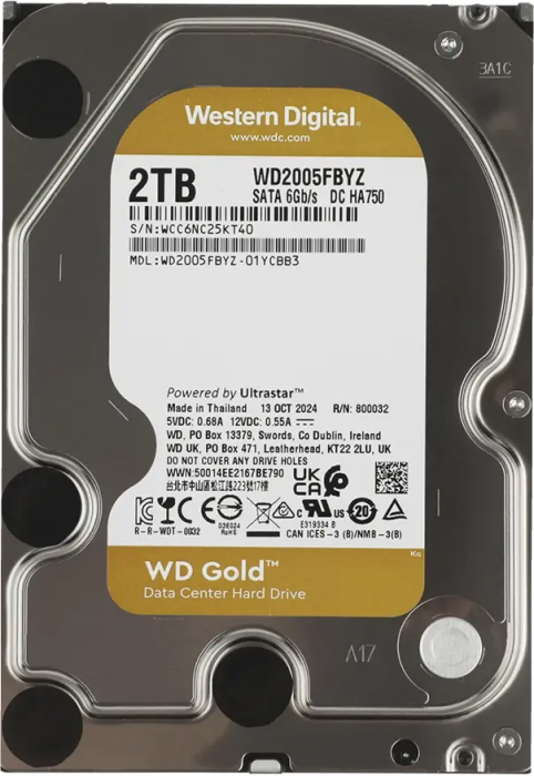 Жесткий диск WD Gold Enterprise 2TB 3.5" SATA 6GB/s [WD2005FBYZ]
