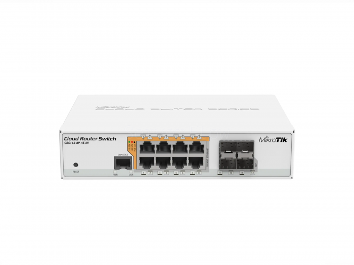 Коммутатор MikroTik CRS112-8P-4S-IN (8x RJ45 1 Гбит/с, 4x SFP 1 Гбит/с)