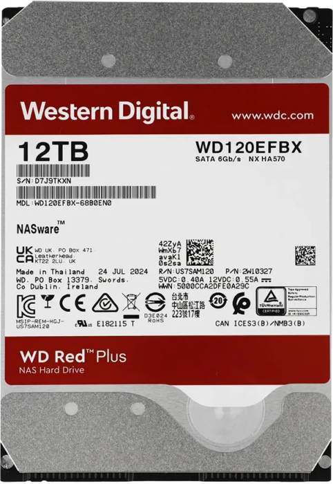 Жесткий диск WD Red Plus 12TB 3.5" SATA 6GB/s [WD120EFBX]