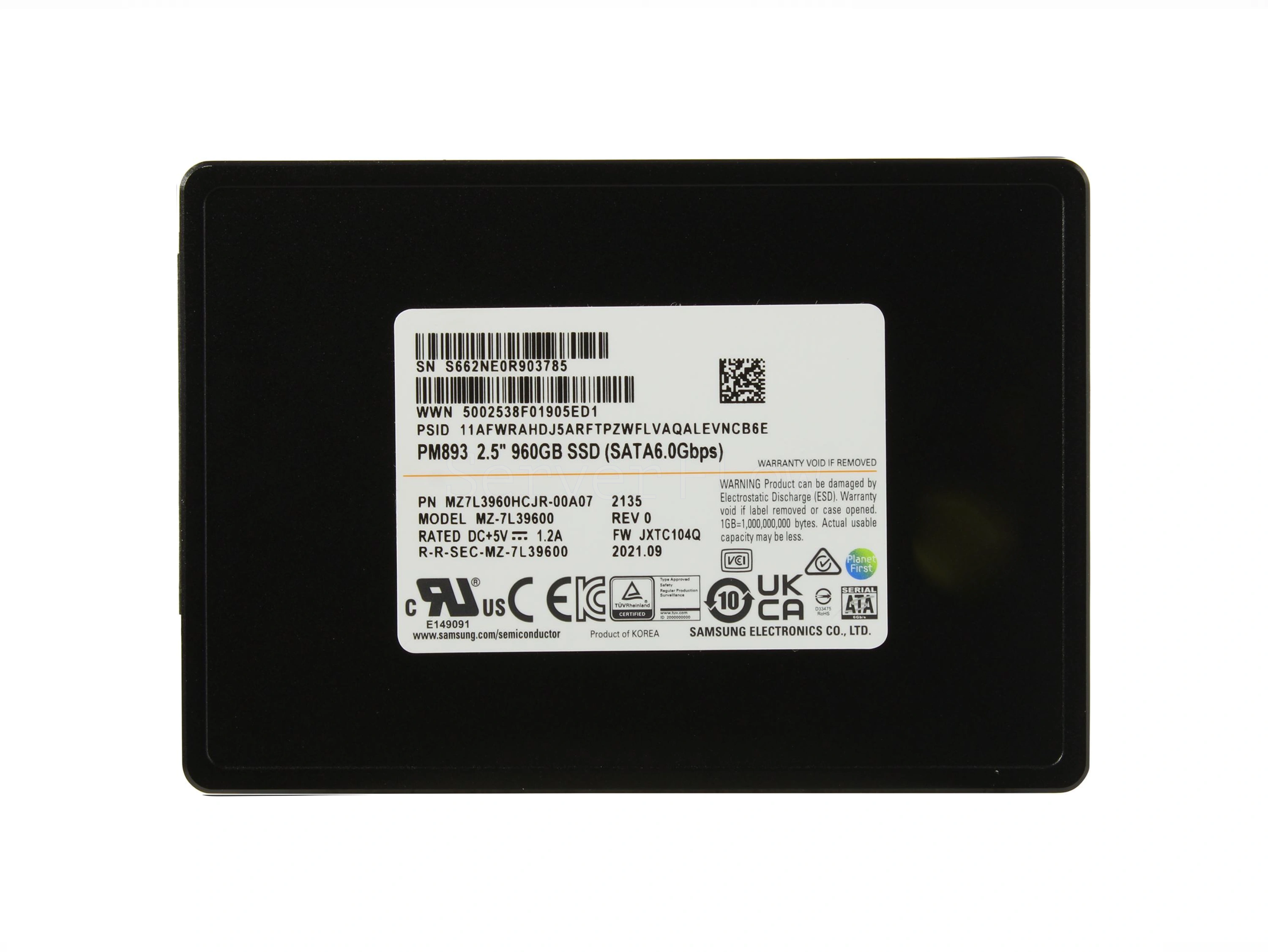 SSD-накопитель Samsung PM893 960GB 2.5" 6Gb/s [MZ7L3960HCJR-00W07]